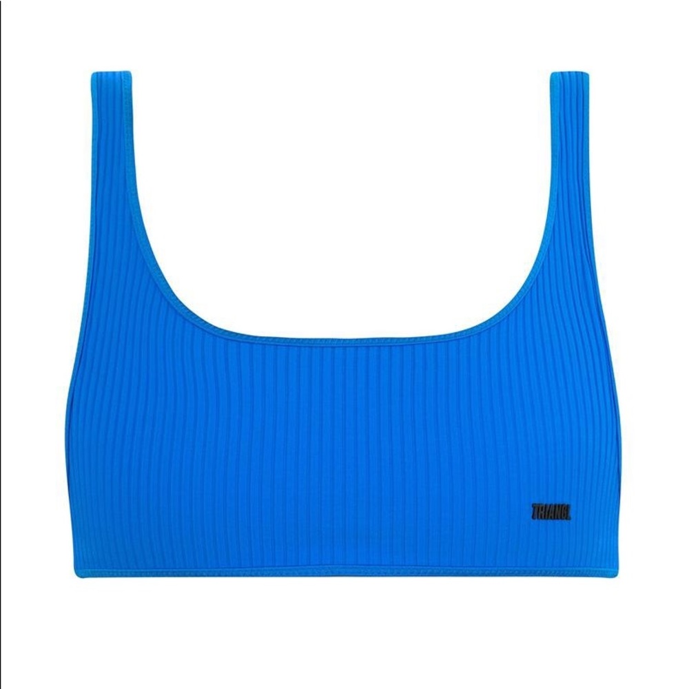 Blue trangl bathing suit top